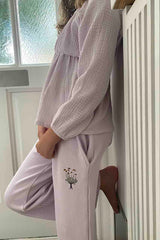 ELLY - GIRL´S WIDE PANTS FOR IN PIQUE LILAC